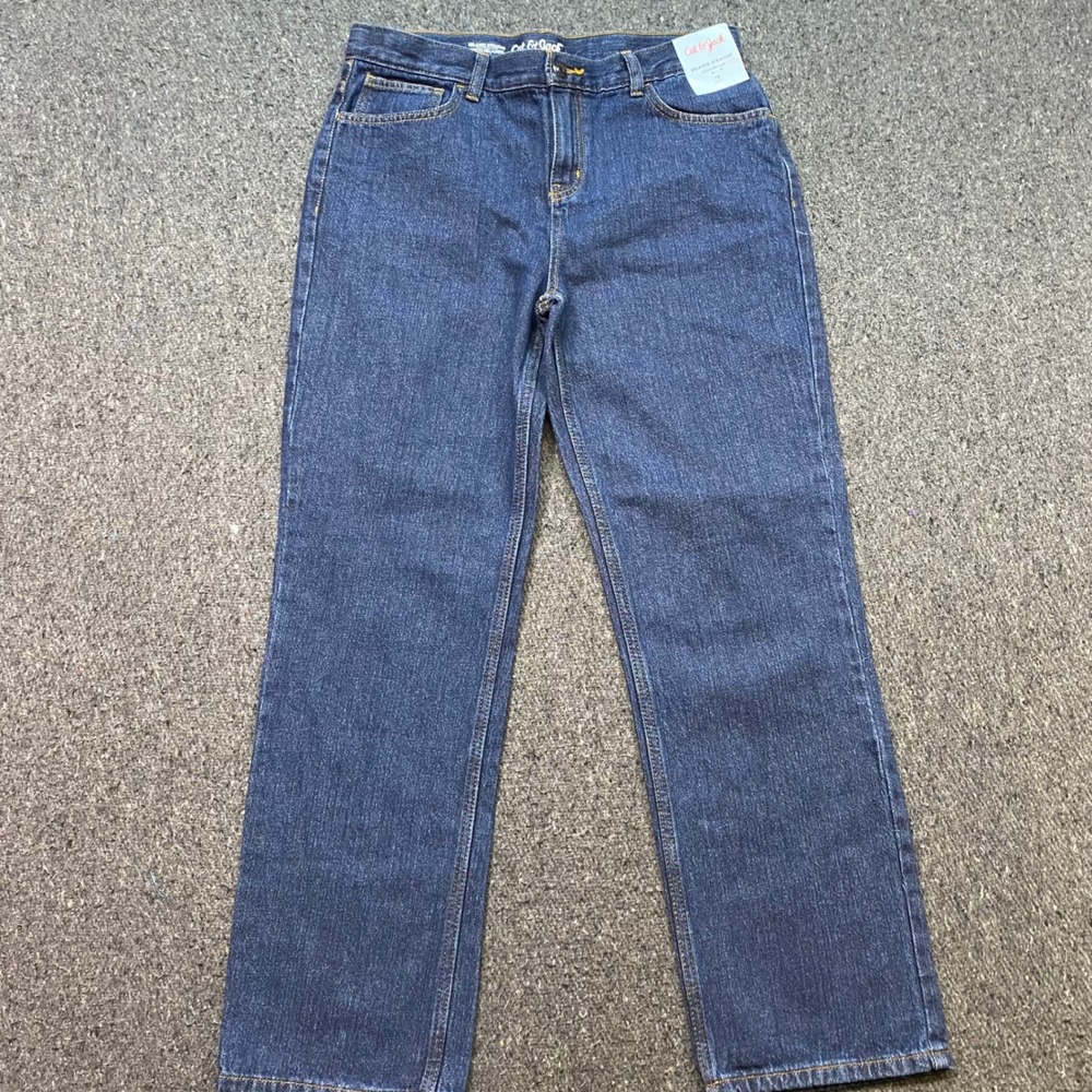 Cat & Jack Relaxed Straight Jeans Sz 18 Boys Blue Skater School Adjustable Waist